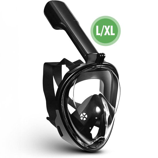 Travelhawk Schnorchelmaske - Erwachsene L/XL - Schnorchelset Schwarz - Vollgesichtstauchmaske - Taucherbrille mit Schnorchel - Schnorcheln und Tauchen