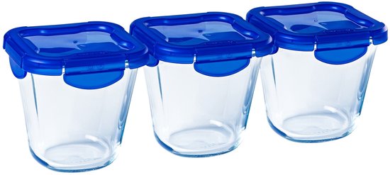 Cook & Go Quadratische Schüssel mit Deckel - 3er-Set - Blau - Pyrex