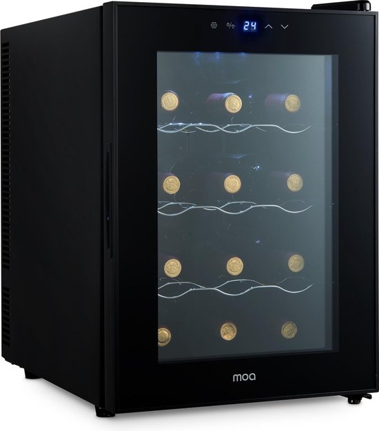 MOA Weinkühlschrank für 12 Flaschen - Weinkühler Freistehend - Weinkühler - Einstellbar zwischen 12°C und 18°C - Eingebaut - Schwarz