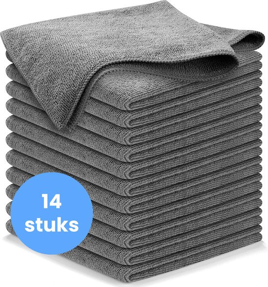 LUFT Mikrofasertücher - 14 Stück - 30x30cm - Geeignet für Fenster