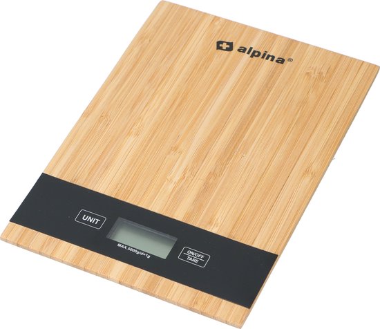Alpina - Digitale Küchenwaage - bis zu 5 kg - Bambus