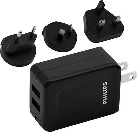 Philips Reiseladegerät - DLP2610T/00 - 2x USB - 3 Welt-Stecker