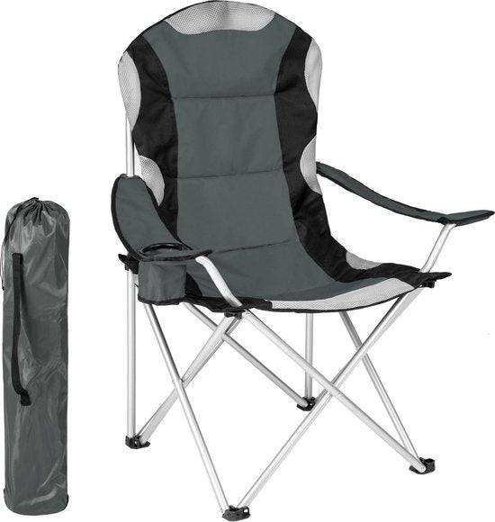 tectake Chair Basic Campingstuhl - faltbar - Grau/Schwarz