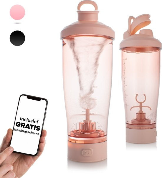 Nimma® Elektrischer Shake Cup - Mit Mixer - 700ml - Mit Pulverbehälter - USB Wiederaufladbar - Inklusive E-Book - Pink