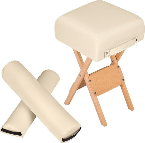 tectake - Massagehocker mit 2 Rollenkissen beige 400430
