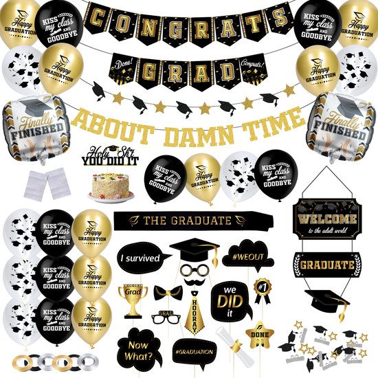 Partizzle Graduated Party Decorations Artikel - Girlande & Luftballons - Hurra Graduation Party - Graduation Party Artikel - XL