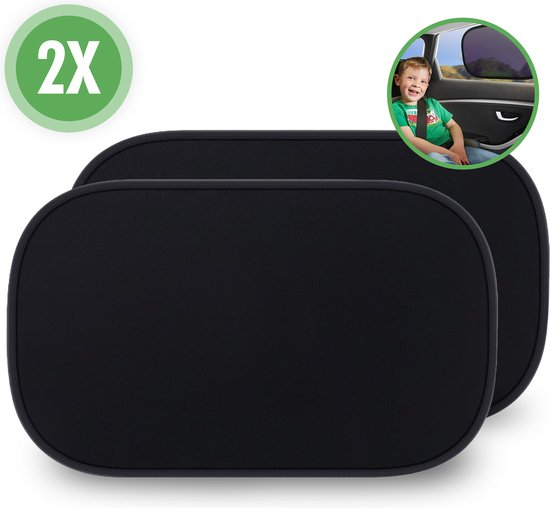 Travelhawk Sunshade Car Baby - 2 Stück - Sonnenschirm Auto - UV-Schutz für Baby und Kind - Sonnenschirm Seitenfenster - Selbstklebend - Schwarz