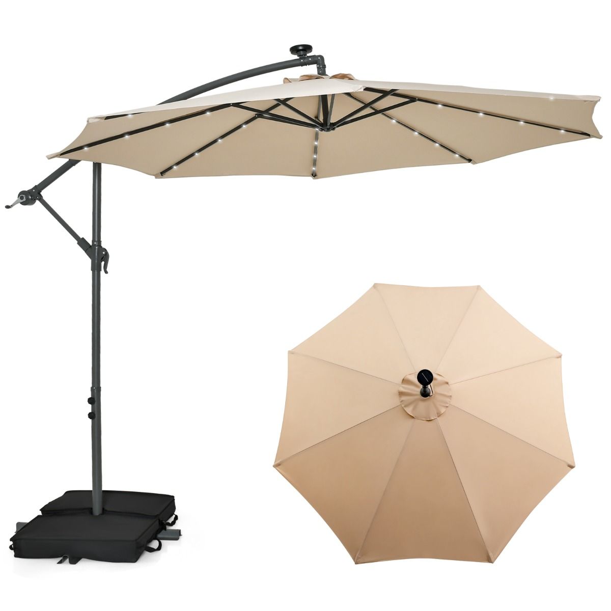 Coast Schwimmender Sonnenschirm mit Sandsäcken und LED-Beleuchtung - Ø300cm - Beige