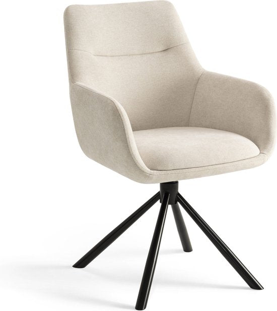 Furnihaus Esstisch-Drehstuhl Olivia mit Armlehne Beige Stoff