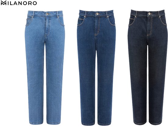 Milanoro - Stilvolle Herrenjeans - Dunkelblau - W38 - L32