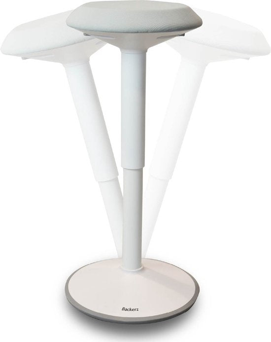 Bckz Wackelhocker Weiß | Höhe 55-80cm | Balance Hocker | Sit-sta Hocker | Ergonomischer Bürostuhl | Sattelhocker
