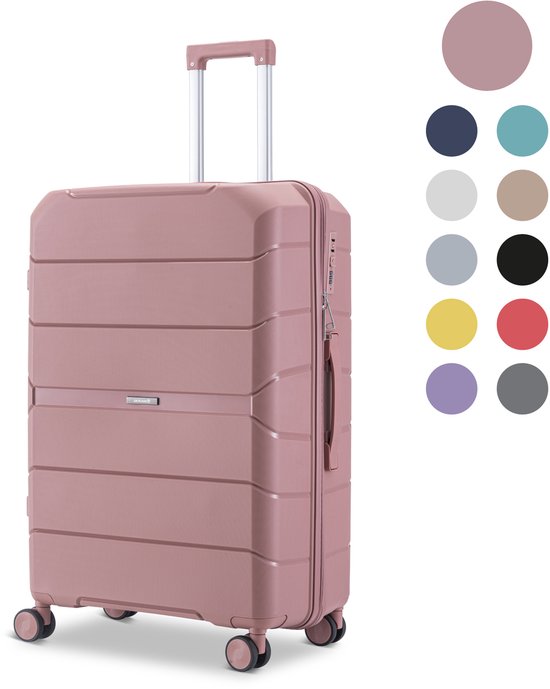 SKYCASES Urban Adventurer - Mittlerer Reisekoffer - Zahlenschloss - 44x27x66cm - 78L - Reisekoffer mit Kofferschloss - Spinner-Räder - Pink
