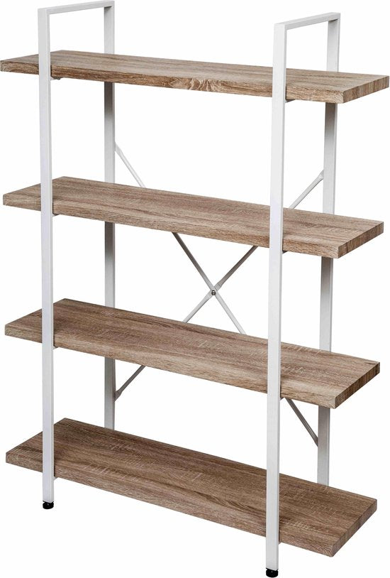 Wandschrank Sturdy - offenes Bücherregal - Industriedesign - 140 cm hoch weiß