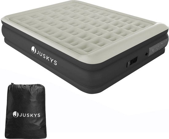 Juskys Selbstaufblasendes Luftbett Sapri L - Grau - 197 x 154 x 45 cm - inkl. Aufbewahrungsbeutel