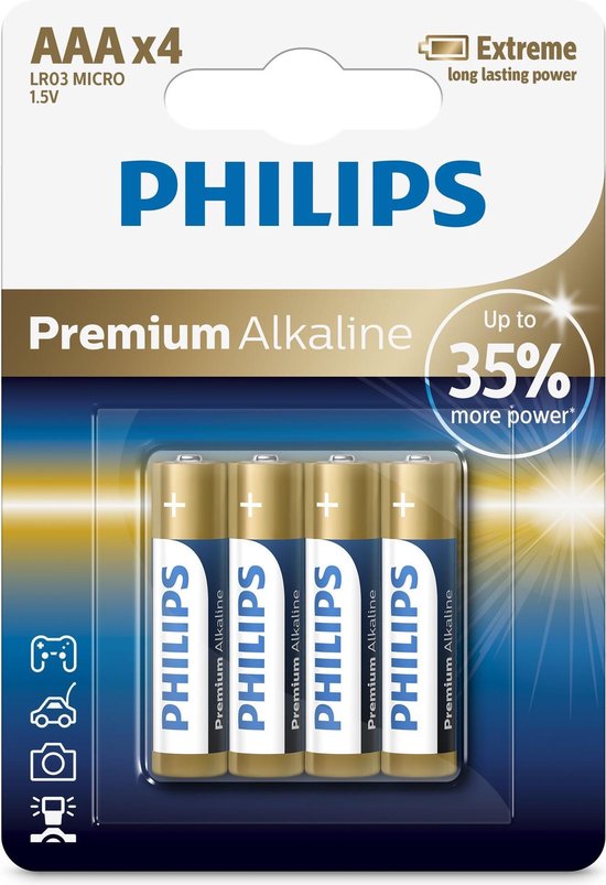 Philips AA-Batterien 4 Stück - LR03M4B/1 - 10 Jahre Haltbarkeitsdauer