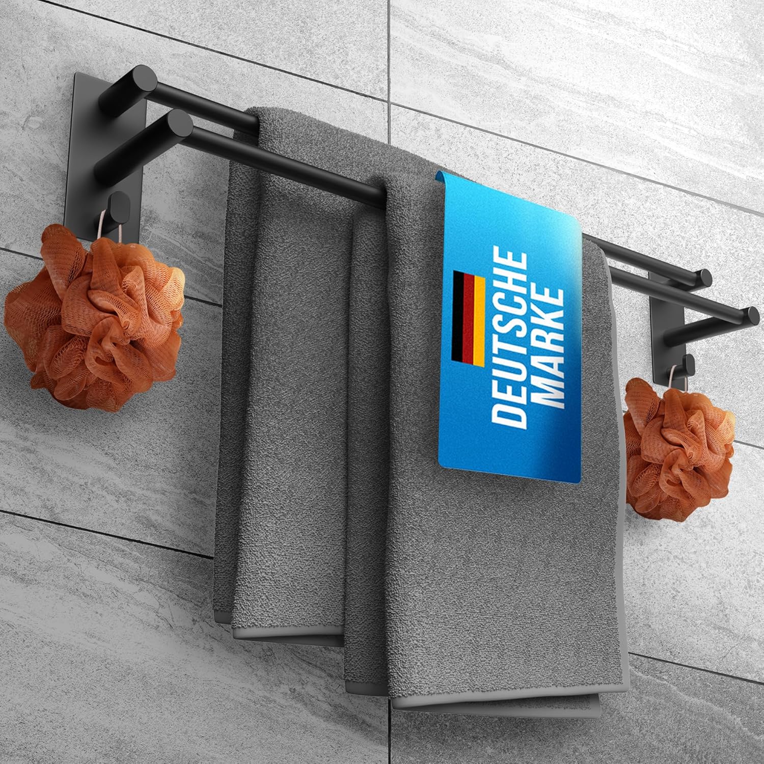 LOBUX® - Handtuchhalter ohne bohren schwarz – 80cm