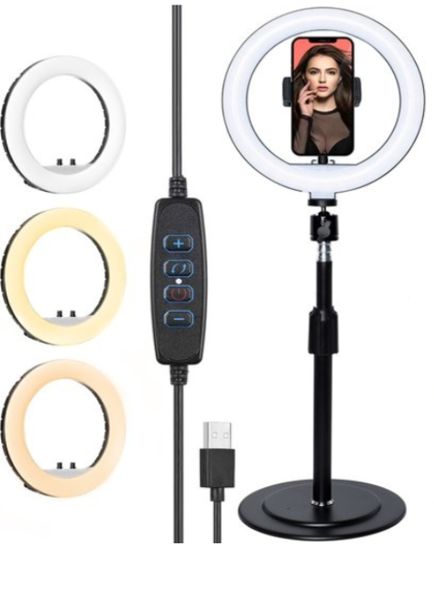 LURK® Ringlampen-Set 8-Zoll-LED - Verstellbares Stativ - Fernbedienung - Geeignet für Smartphone