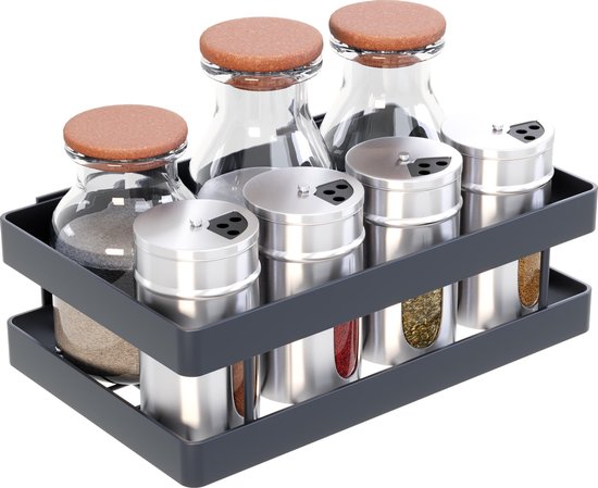 Noswo Kräutergestell hängend - Kräutergestell für Kräutertöpfe - Küchenregal hängend - 20 cm - Schwarz