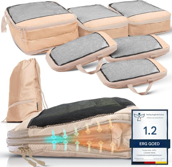 Packwürfel mit Kompression für Koffer und Rucksack inkl. Packsack
