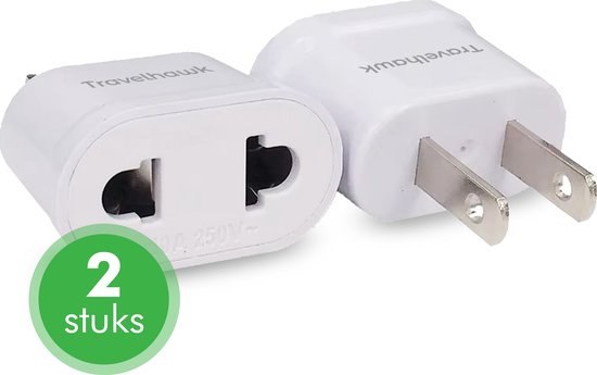 Travelhawk Reisestecker EU zu US/USA - Weltstecker - Weltstecker - Reisestecker Typ A - 2 Stück - Weiß