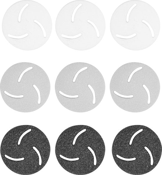 Nuvance - Hornhautentferner Scheiben 9 Stück - Universal - Geeignet für elektrische Hornhautentferner - 3 verschiedene Schleifköpfe