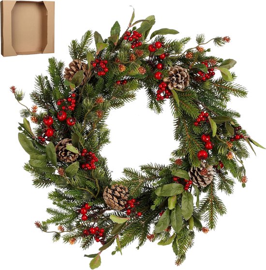 House of Seasons Austin Weihnachtskranz - Ø50 cm - Grün