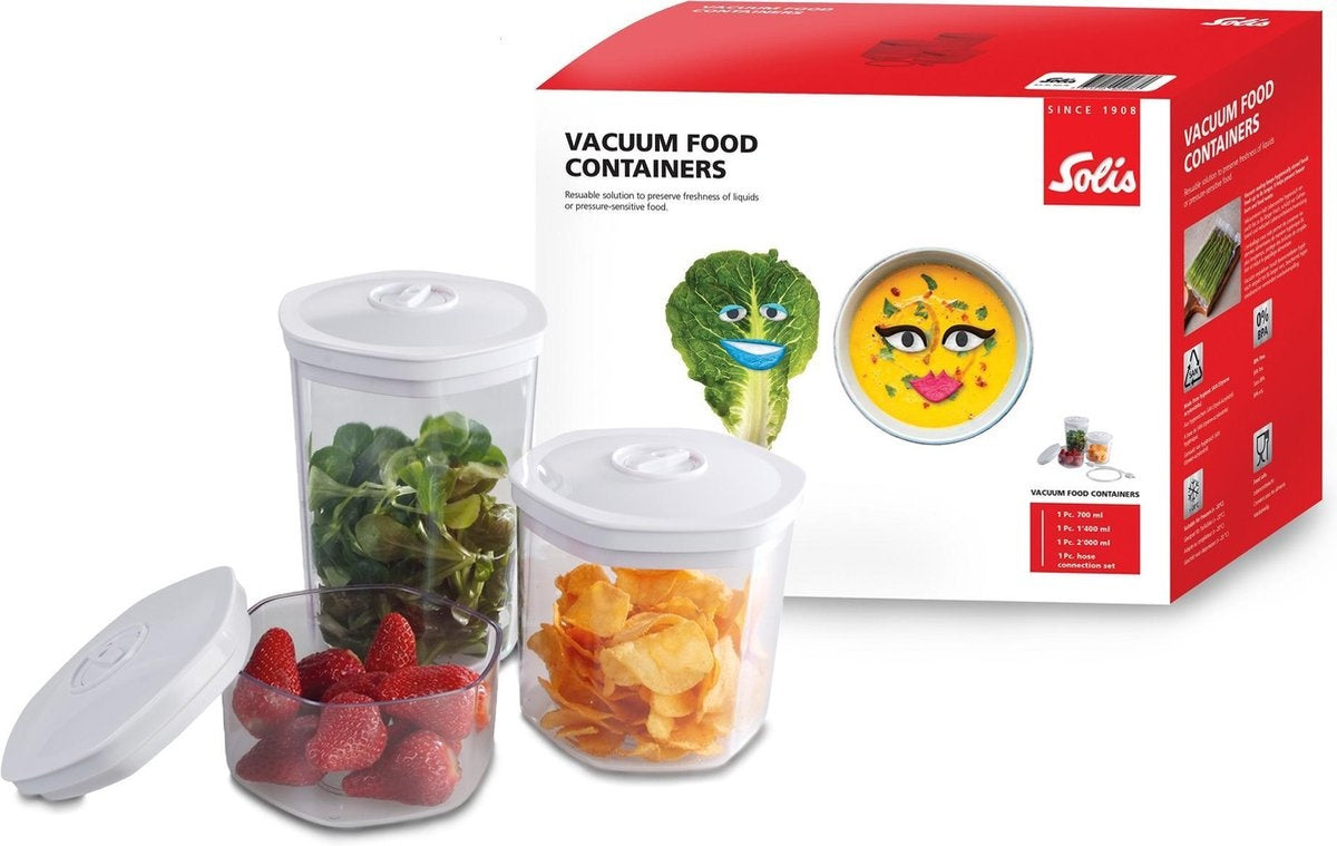 Solis Aufbewahrungsbehälter-Set - Frische-Schalen - 3 Stück - Vakuum-Aufbewahrungsbox