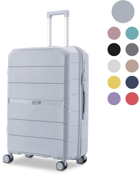 SKYCASES Urban Adventurer - Mittlerer Reisekoffer - Zahlenschloss - 44x27x66cm - 78L - Reisekoffer mit Kofferschloss - Spinner-Räder - Hellgrau