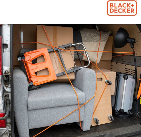 BLACK+DECKER Zurrgurt mit Retraktor - Zurrgurt 20 Meter - 6MM - Nylon - Orange