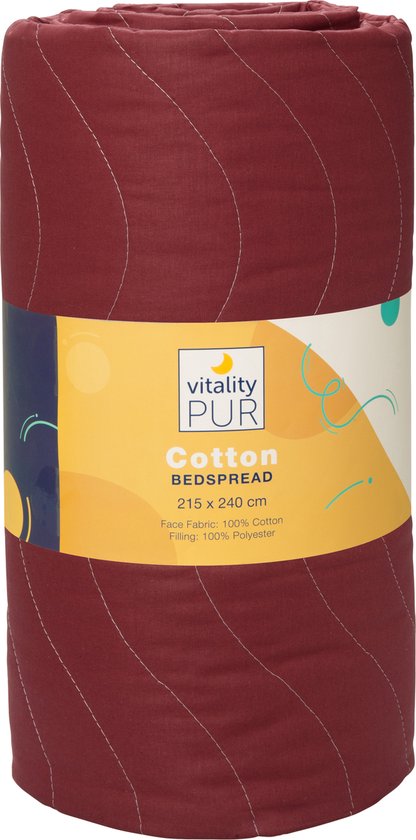 Vitality Pur - Luxus-Baumwollbettdecke - 2 Personen - Blau/Rot - 240x215