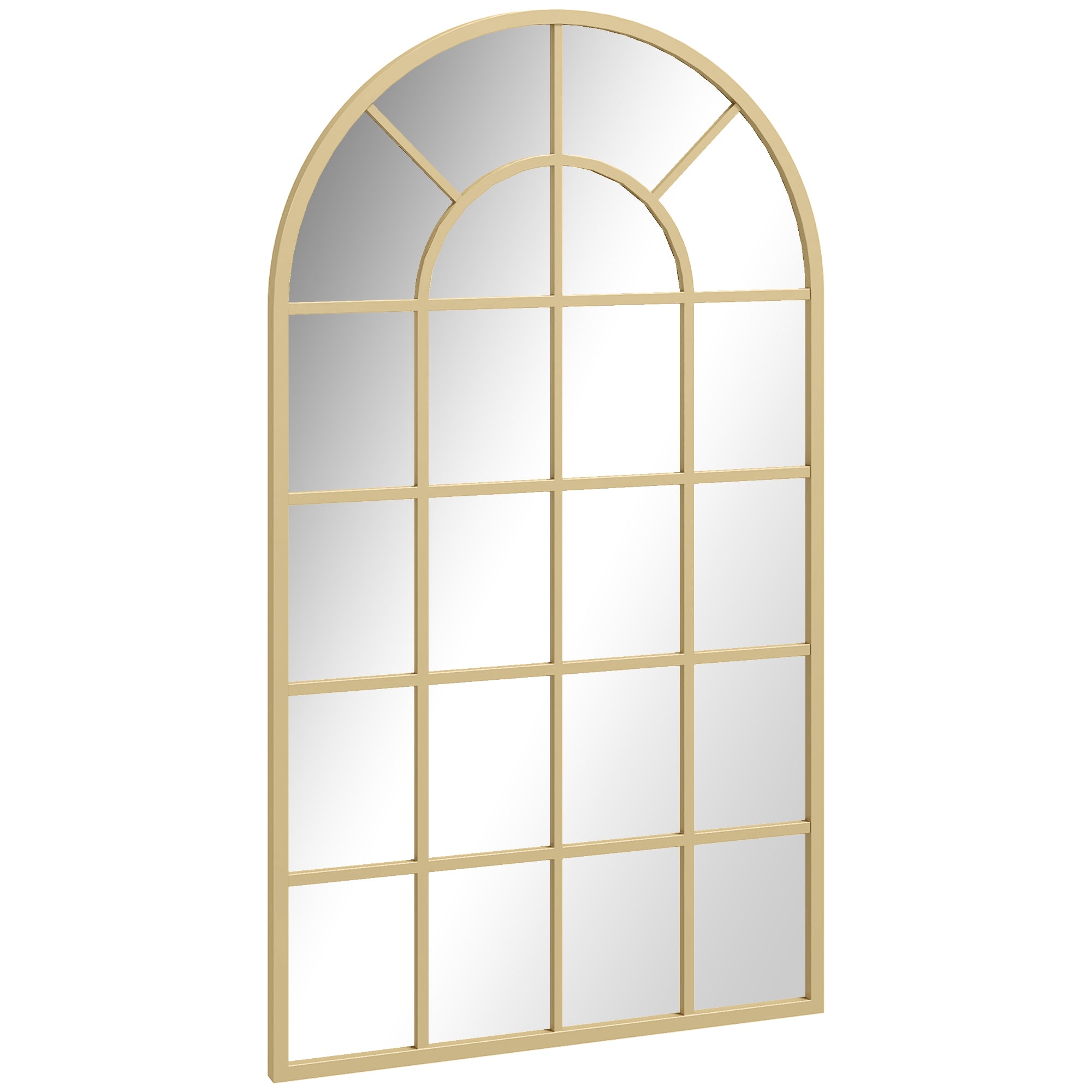 HOMCOM Wandspiegel Garderobenspiegel Fenster Design Metallrahmen Gold 110 x 62 cm