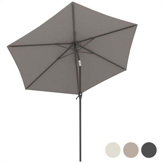 LifeGoods Sonnenschirm - Ø270 cm - 30° neigbar - wasserdicht - mit Bezug - Taupe