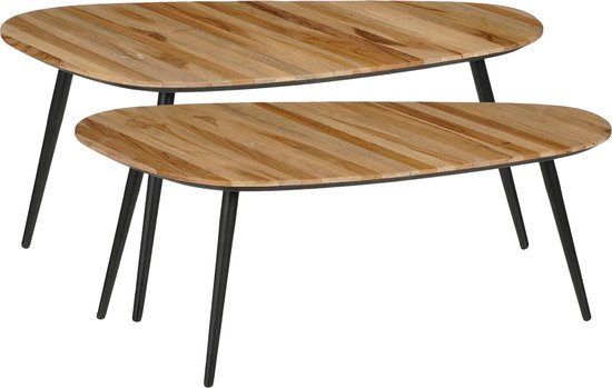 Mica Decorations Jailey Beistelltisch - 2er-Set - L84 x B39 x H39 cm - Recyceltes Holz - Braun