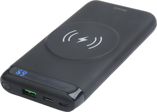Deltaco PB-Q1003 Powerbank - 10.000 mAh - Drahtlos - MagSafe kompatibel - 1 x USB-C PD 20W - 1 x USB 18W - Schwarz