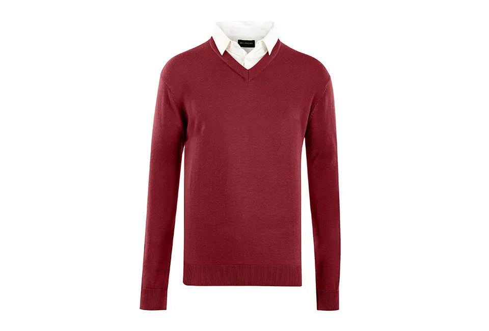 Milanoro Herren Pullover mit Kragen - Bordeaux Rot - Größe L - Stylisch & Bequem