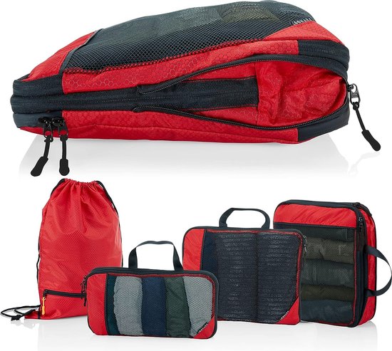 Packwürfel mit Kompression für Koffer und Rucksack inkl. Tragetasche