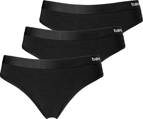 Apollo Damen-Tanga Schwarz Bambus 3er-Pack - Größe XL
