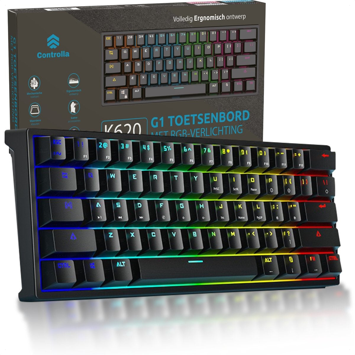 Controlla - Gaming-Tastatur 60 Prozent - Mechanisch - schwarz