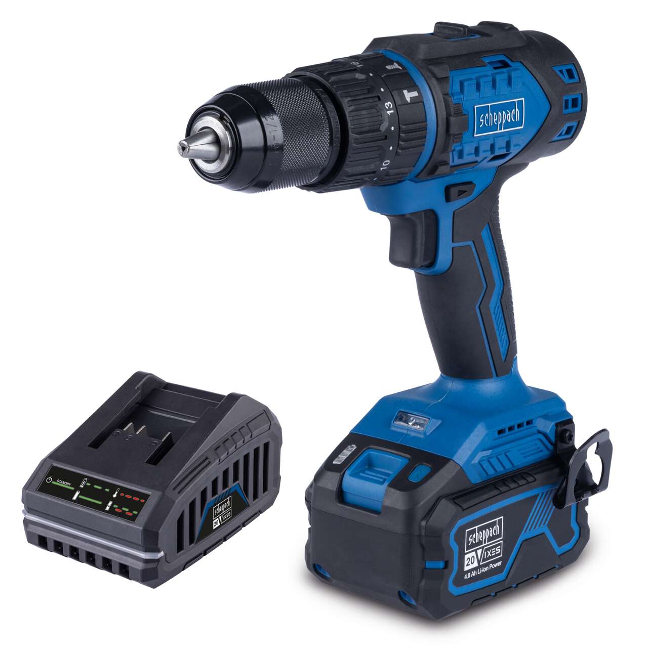 Akku-Schlagbohrmaschine BC-CD60-X Scheppach | Brushless | Drehmoment 60Nm | Drehmomentstufen 19+1+1 | inkl. 2Ah Akku + 2