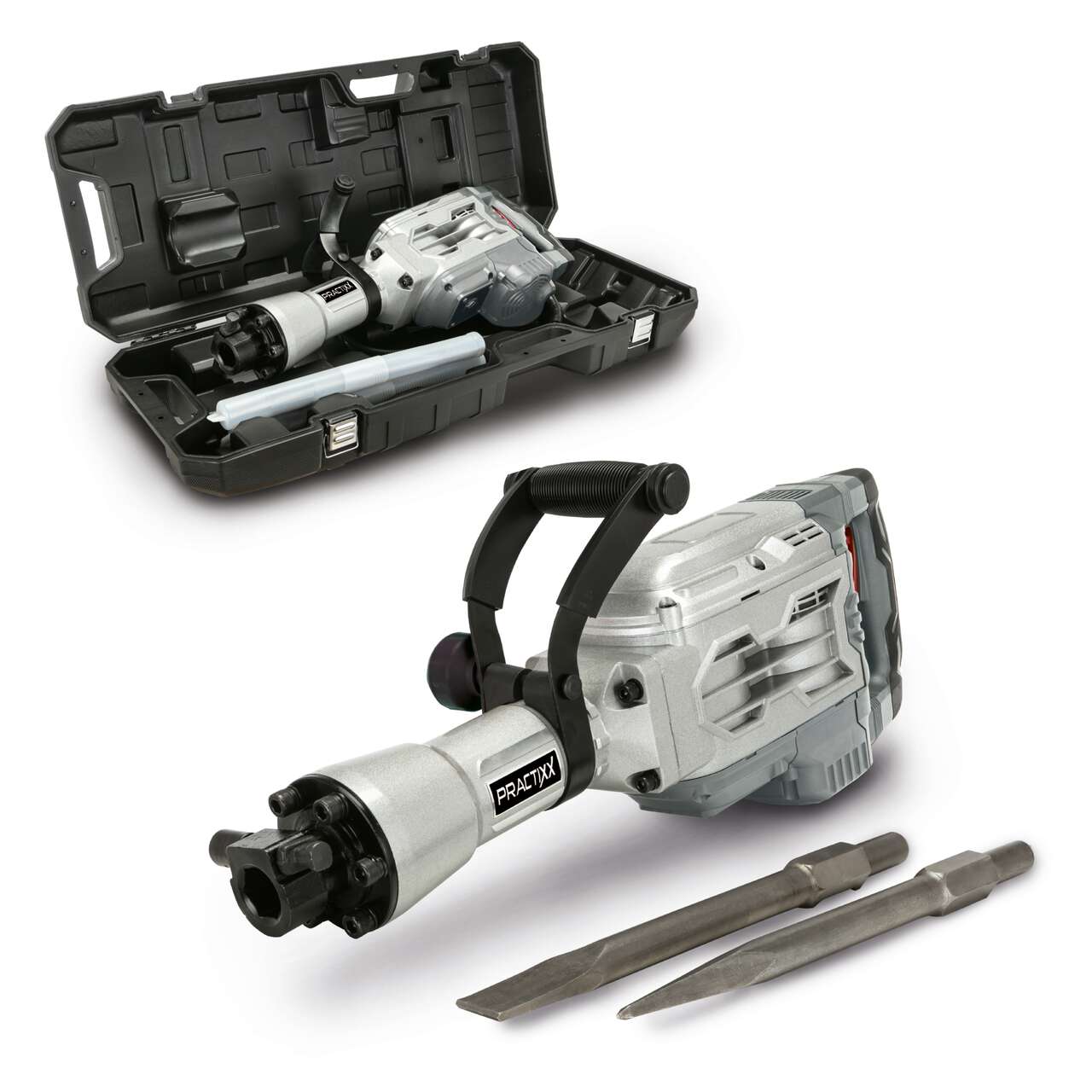 Abbruchhammer PX-AB-55 Practixx - 55 Joule | 1900 BPM | 1700W | inkl. Flach- & Spitzmeissel & Koffer