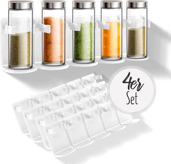 LOBUX® - Gewürzregal ohne Bohren Platz für 20 Gewürze - Küchenschrank-Organizer selbstklebend zur Aufbewahrung von Gewürzen - ideal für Wand