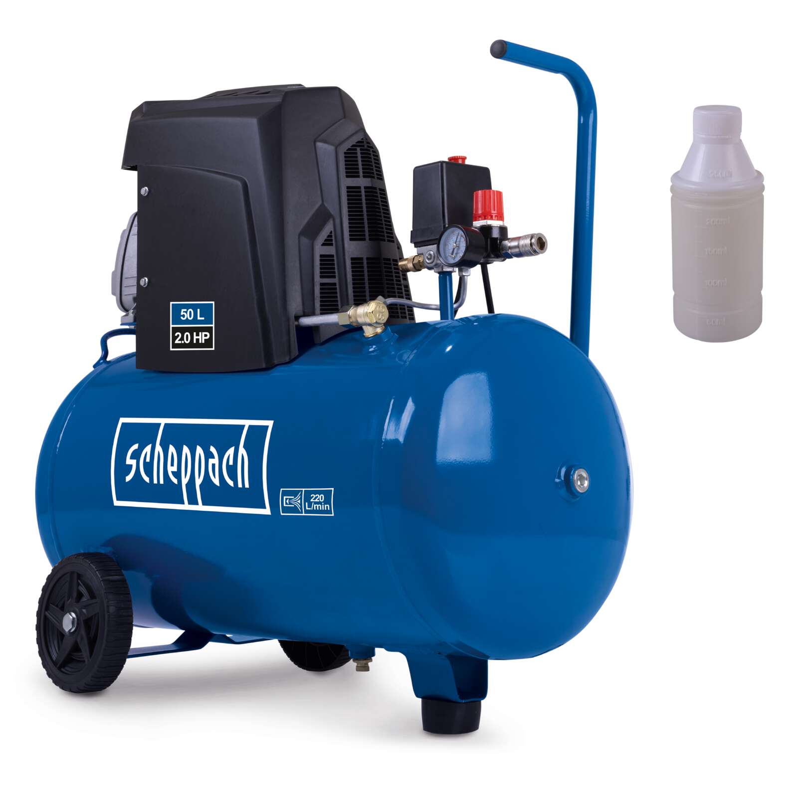 Kompressor HC63 Scheppach - 10bar | 1500W | 50L Kessel | Ansaugleistung 173 L/min | ölgeschmiert