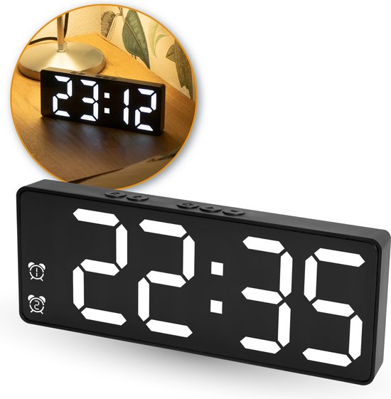 Nuvance - Digitaler Wecker - Digitaluhr - Wecker für Kinder & Erwachsene - Reisewecker - Schlafzimmer - Led-Wecker digital - Wecker - Schwarz