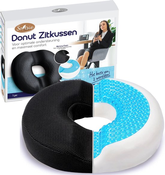 Softsie Donut Sitzkissen orthopädisch & ergonomisch für Auto und Bürostuhl - Steißbeinkissen - Ringkissen - Sitzringkissen - für Hämorrhoiden