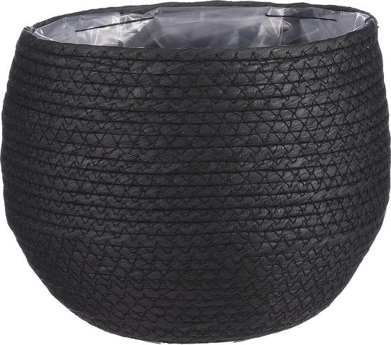 Mica Decorations Jorck Pflanzenkorb - H19 x Ø22 cm - Papier - Schwarz
