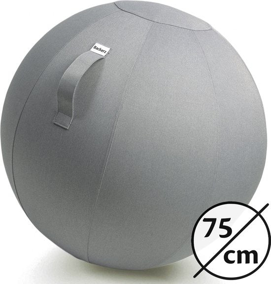 Bckz Sitzball Büro und Zuhause 75 CM - Luxus-Yogaball - Sitzball mit Hülle - Ergonomischer Bürostuhlball - Leinen Hellgrau