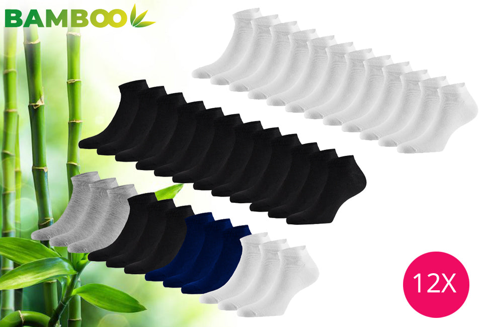 Bambus-Socken - 12 Paar - Weiß/Schwarz