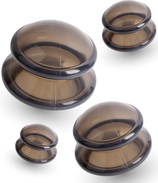 Nuvance - Schröpfköpfe - 4er-Set Silikon - Inkl. eBook - Cellulite-Massagegerät - für Arme