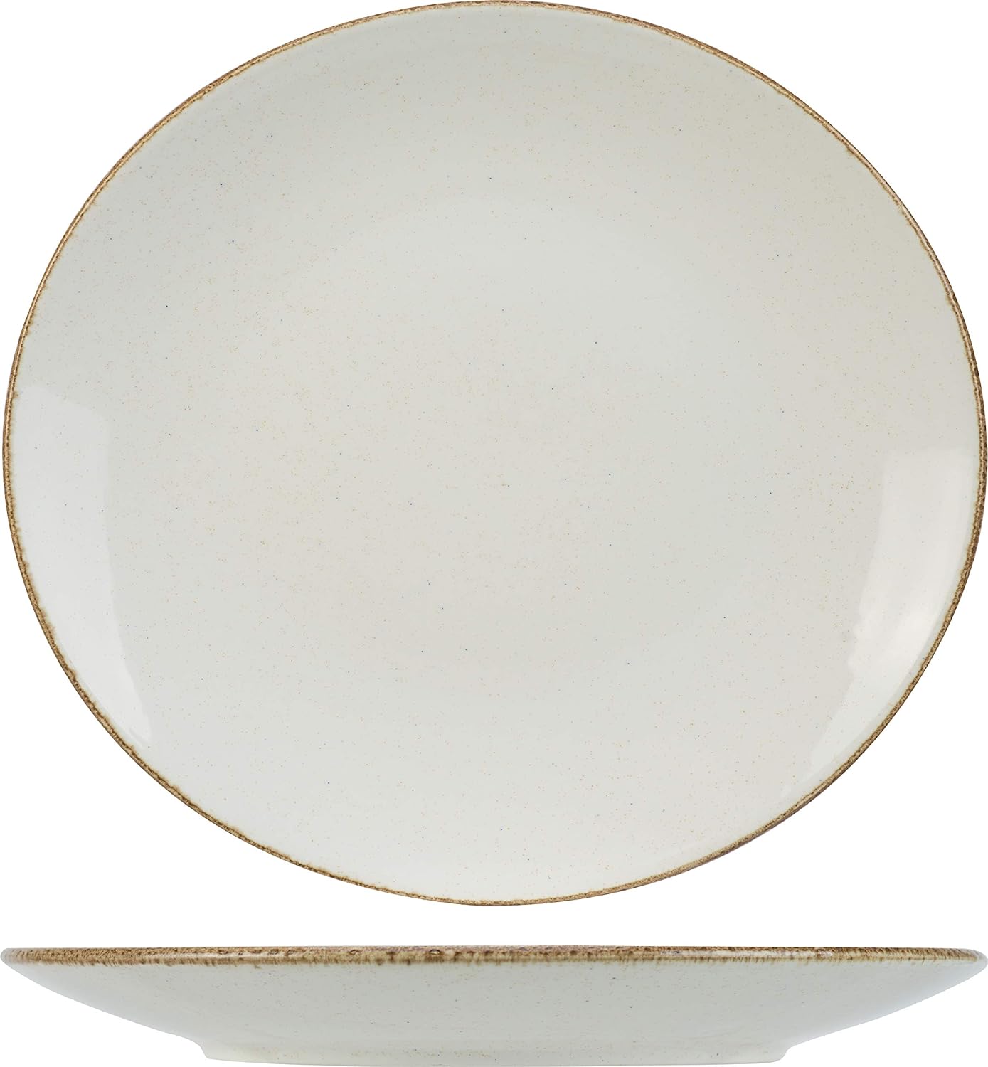 Gemütliche & trendige Dessertteller 6er Set - Elfenbein Granit - Ø22 cm - Keramik Stengods