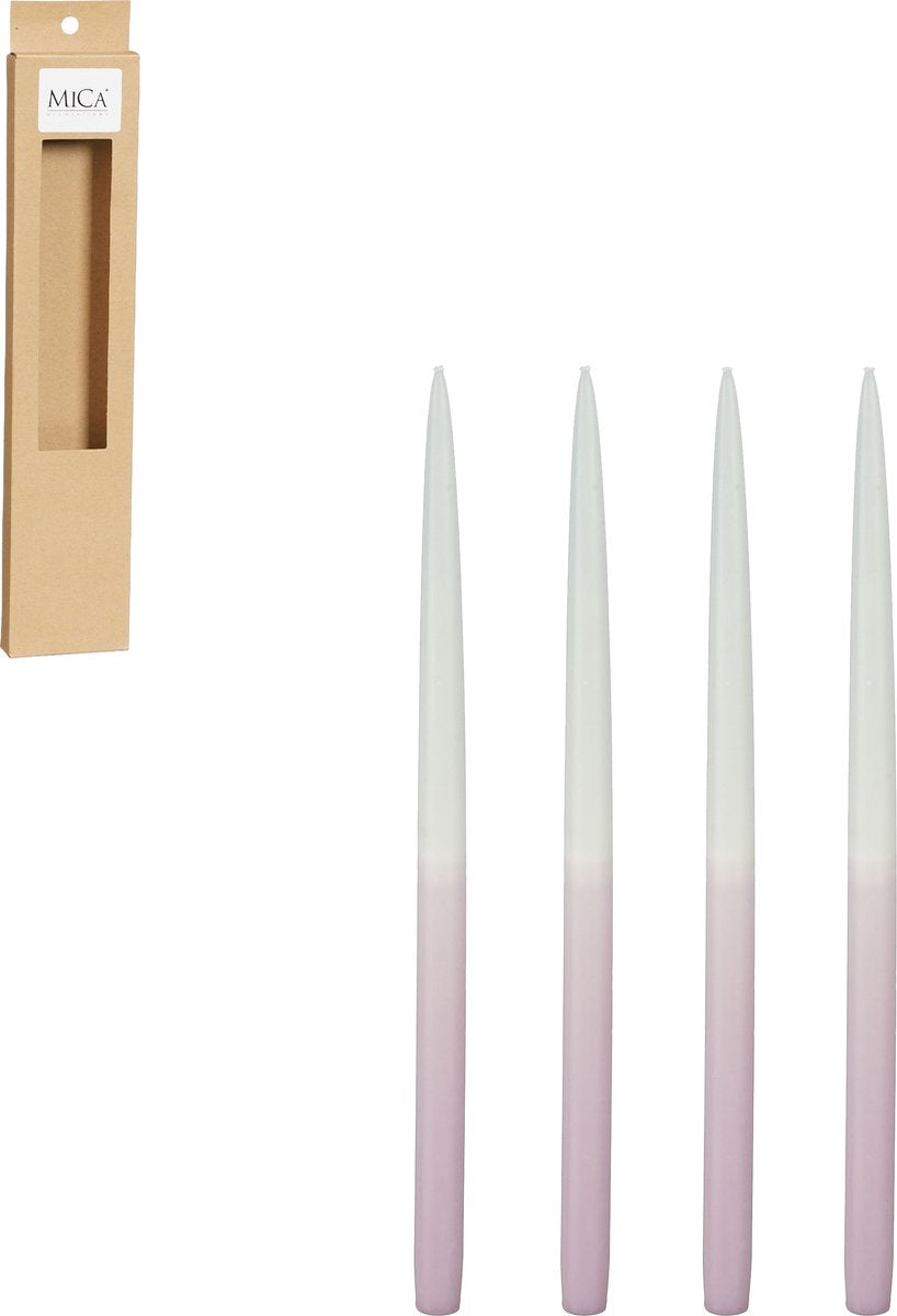 Mica Decorations Dip-dye Dinner Candle - 4er-Set - H28 cm - Flieder
